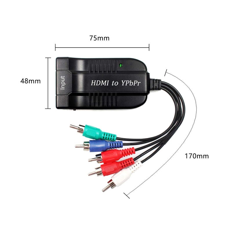 HDSUNWSTD Female HDMI to Male Scaler YPbPr Converter, HDMI to Video Ypbpr Adapter HDMI to Scaler Component Converter with YPBPR Cable Power Adapter Compatible for Apple TV, PS3, Xbox, Fire Stick, DVD Players - Image 3